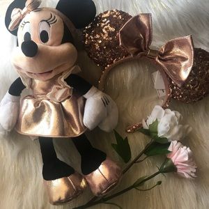 💗Rose Gold Minnie Mouse Plush and Ears Bundle💗